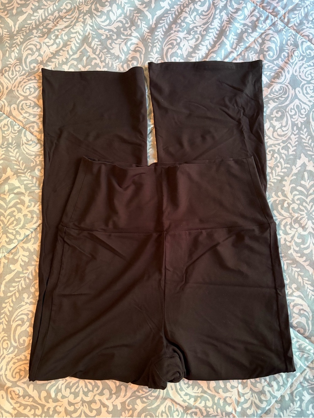 Quince bamboo jersey maternity crop flare pant L